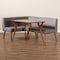 Baxton Studio Odessa Mid-Century Modern Grey Fabric and Walnut Brown Finished Wood 3-Piece Dining Nook Set 175-10843-10840-Zoro - alternate 3